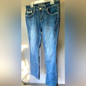 Love Indigo Premium Bootcut Jeans Size 12 Women’s Flap Pockets Embellished